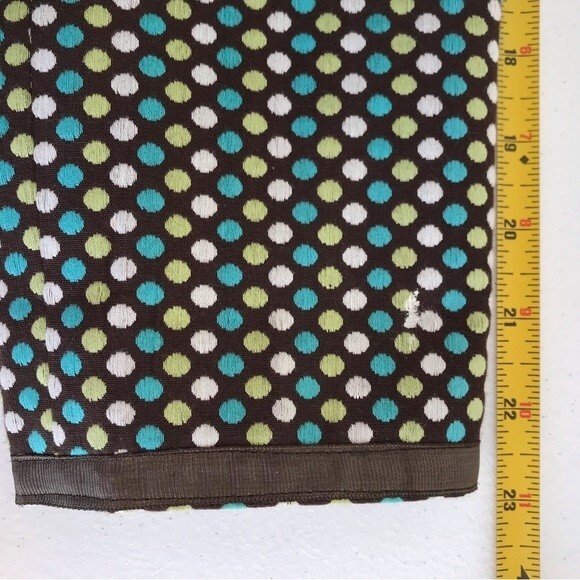 RQT Brown Embroidered White Aqua Polka Dot Pearl Button Jacket Women Size 14 - Picture 13 of 16